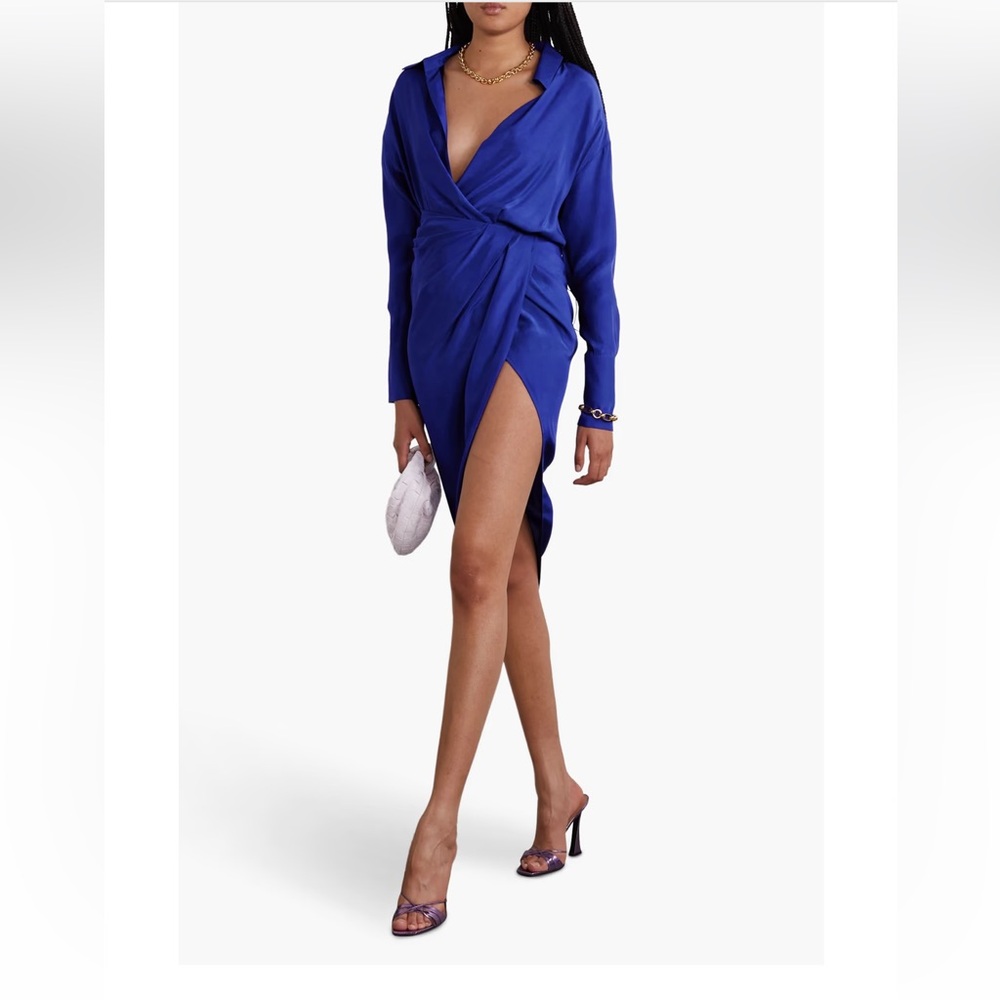 GAUGE81
Puno asymmetric draped silk-satin dress Size XS NWT